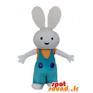 Plysch kaninmaskot med overaller - Spotsound maskot