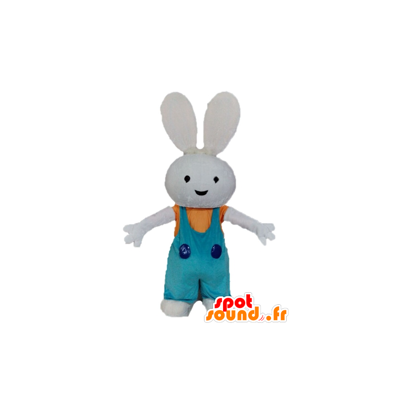Plys kanin maskot med overall - Spotsound maskot kostume