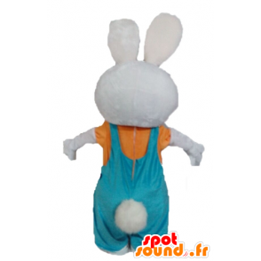 Plys kanin maskot med overall - Spotsound maskot kostume