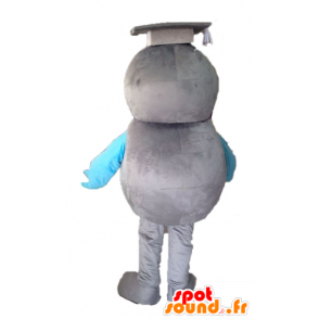 Mascot gray and blue bird. Mascot graduate - MASFR028595 - Mascot of birds