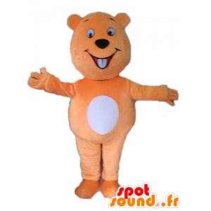 Mascotte de castor orange et blanc géant - MASFR028597 - Mascottes de castor