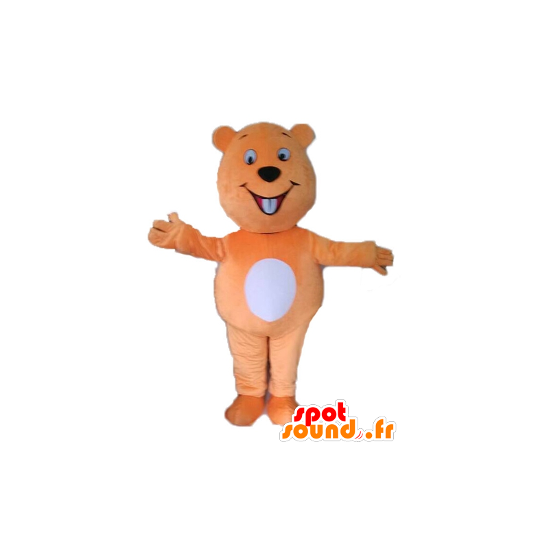 Mascote castor laranja e branco gigante - MASFR028597 - Beaver Mascot