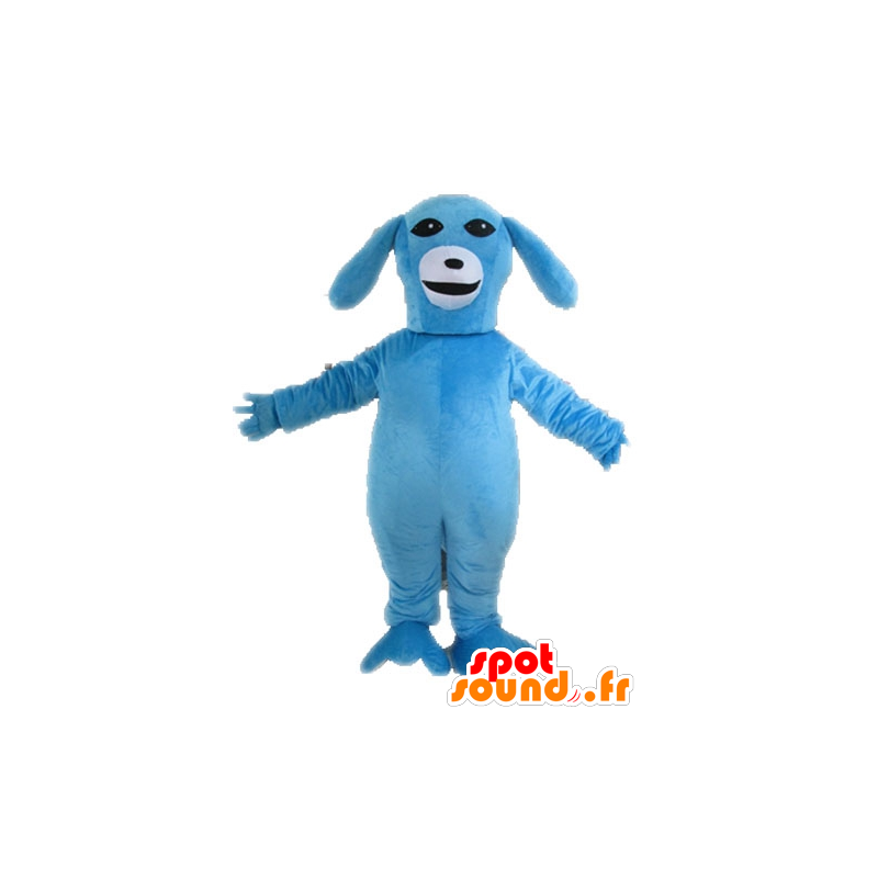 Cane mascotte blu e bianco. blu mascotte animale - MASFR028598 - Mascotte cane