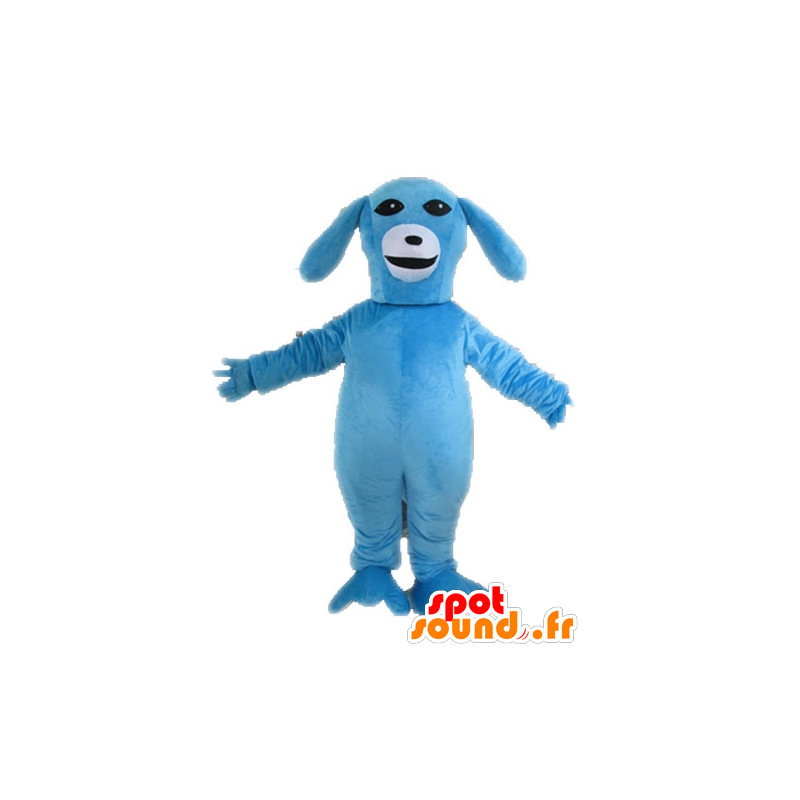 Blauwe en witte hond mascotte. blauw dier mascotte - MASFR028598 - Dog Mascottes