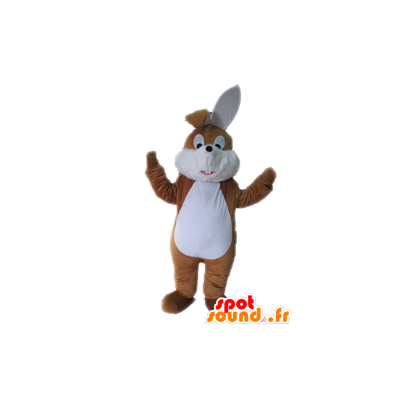 Braune und weiße Hase Maskottchen, süß und nett - MASFR028600 - Hase Maskottchen