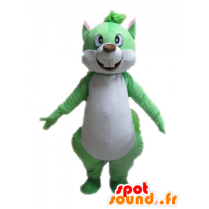 Mascotte d'écureuil vert et blanc, géant - MASFR028601 - Mascottes Ecureuil