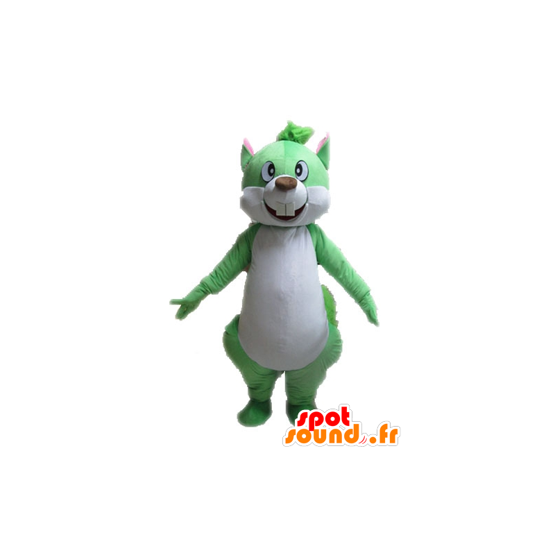 Mascotte d'écureuil vert et blanc, géant - MASFR028601 - Mascottes Ecureuil