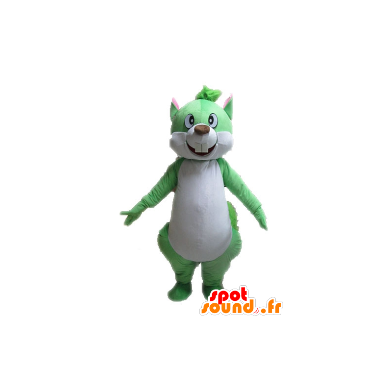 Grøn og hvid egern maskot, kæmpe - Spotsound maskot kostume