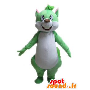 Zelené a bílé veverka maskot, obří - MASFR028601 - maskoti Squirrel