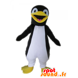 Mascot pinguim preto, amarelo e branco gigante - MASFR028602 - pinguim mascote