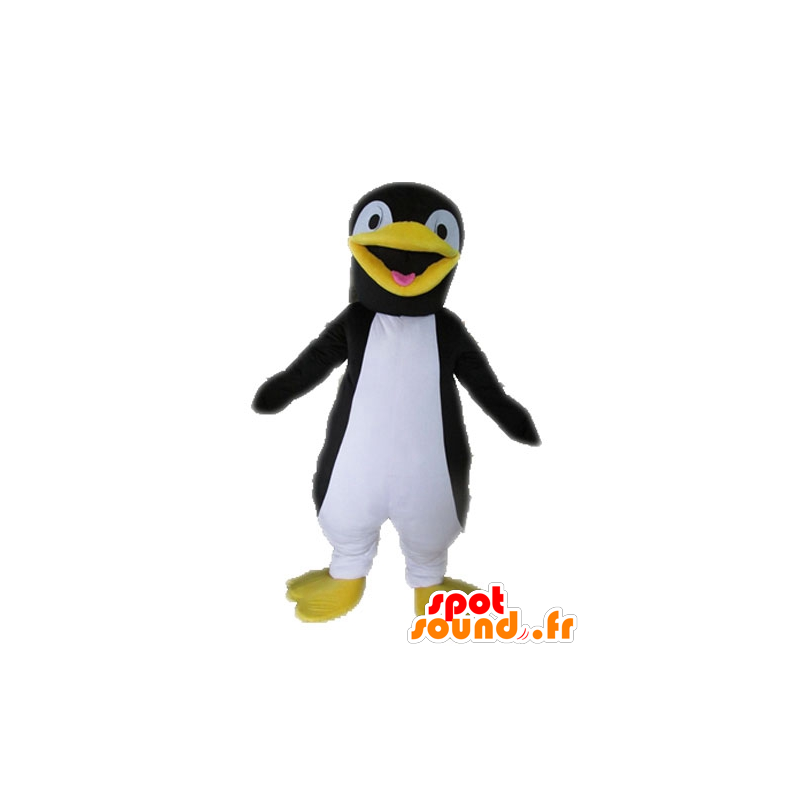 Mascot pinguim preto, amarelo e branco gigante - MASFR028602 - pinguim mascote