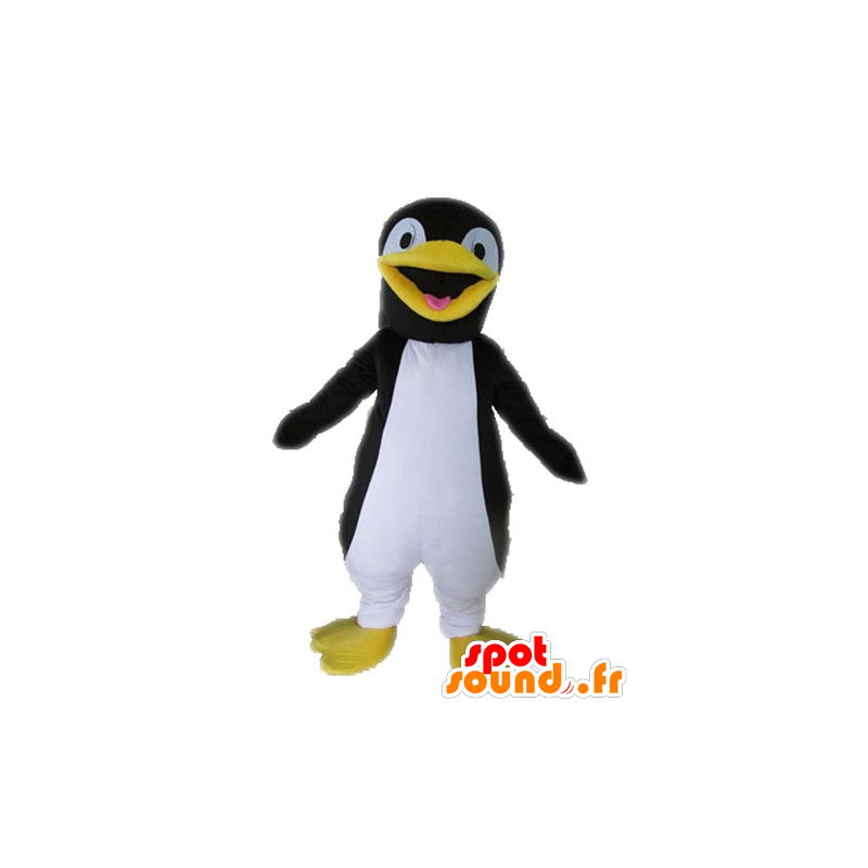 Svart, gul och vit pingvinmaskot, jätte - Spotsound maskot