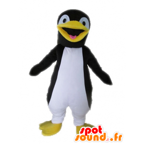 Mascot zwarte pinguïn, gele en witte reus - MASFR028602 - Penguin Mascot