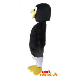 Pingüino mascota de gigante negro, amarillo y blanco - MASFR028602 - Mascotas de pingüino