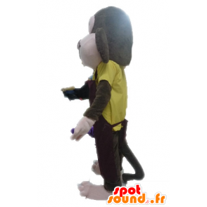 Bruine aap mascotte tot felle kijken - MASFR028604 - Monkey Mascottes