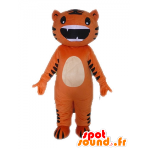 Orange und schwarze Katze Maskottchen, lustig und originell - MASFR028605 - Katze-Maskottchen