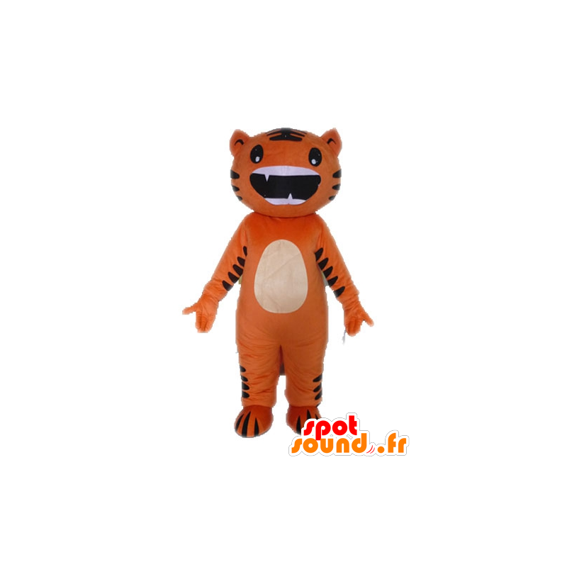 Arancio e nero gatto mascotte, divertente e originale - MASFR028605 - Mascotte gatto