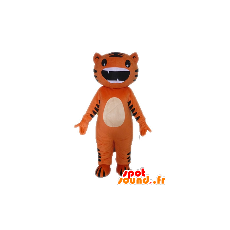 Mascotte de chat orange et noir, rigolo et original - MASFR028605 - Mascottes de chat