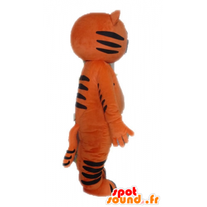 Mascotte de chat orange et noir, rigolo et original - MASFR028605 - Mascottes de chat