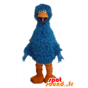 Blue bird mascot and orange, furry and funny - MASFR028606 - Mascot of birds