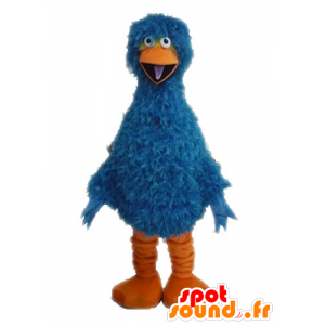 Blauwe vogel mascotte en oranje, harige en grappige - MASFR028606 - Mascot vogels