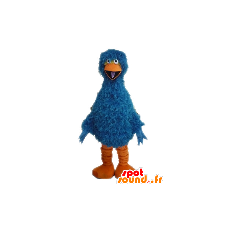 Blue bird mascot and orange, furry and funny - MASFR028606 - Mascot of birds