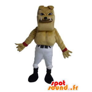 Jätte- och muskulös beige bulldogmaskot - Spotsound maskot