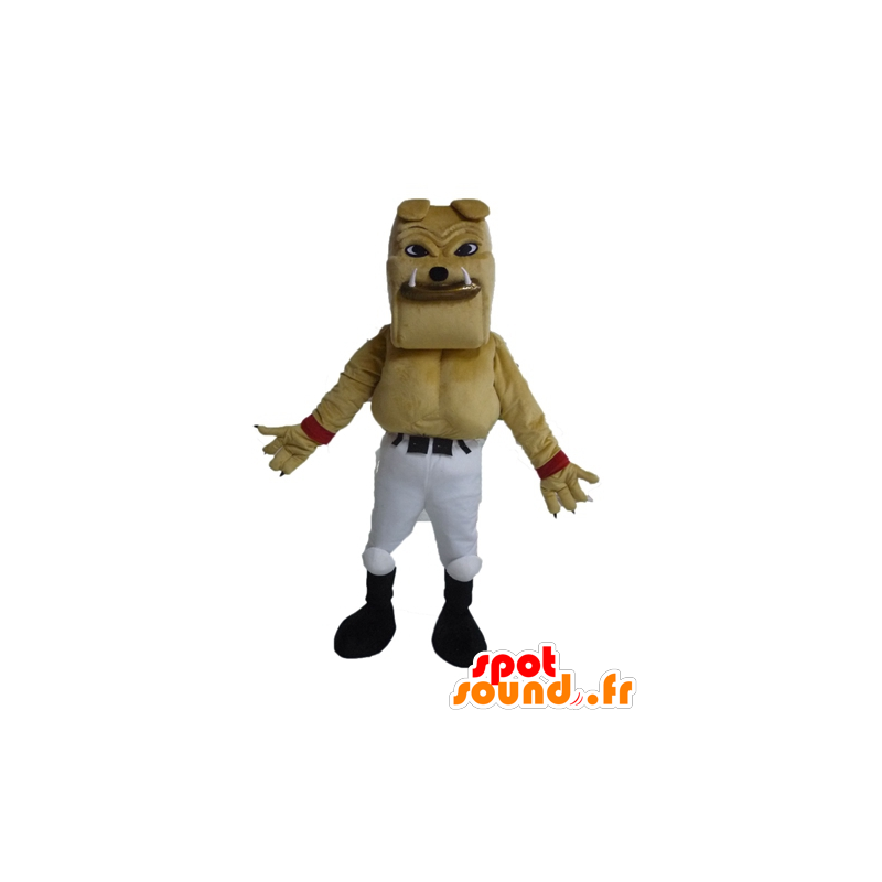 Mascotte de bulldog beige géant et musclé - MASFR028607 - Mascottes de chien