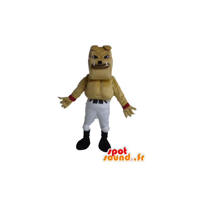 Jätte- och muskulös beige bulldogmaskot - Spotsound maskot