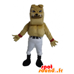 Kæmpe og muskuløs beige bulldog maskot - Spotsound maskot