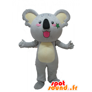 Grå og gul koala maskot, kæmpe og sød - Spotsound maskot kostume