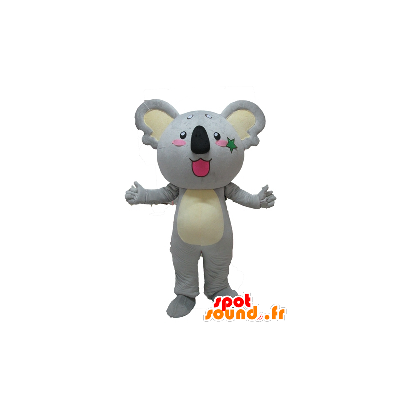 Grå og gul koala maskot, kæmpe og sød - Spotsound maskot kostume