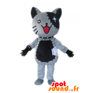γάτα μασκότ βελούδου, γκρι και μαύρο - MASFR028610 - Γάτα Μασκότ