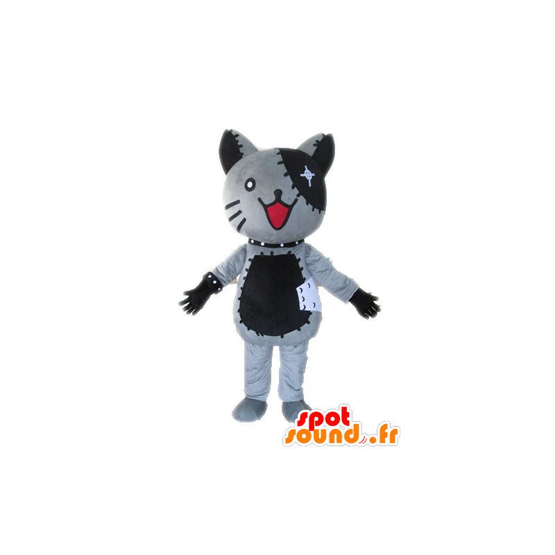 Gatto mascotte di peluche, grigio e nero - MASFR028610 - Mascotte gatto