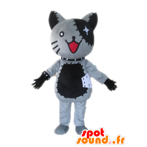 Katze Maskottchen Plüsch, grau und schwarz - MASFR028610 - Katze-Maskottchen