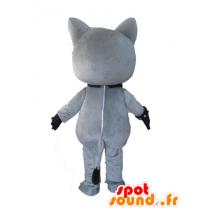 Katze Maskottchen Plüsch, grau und schwarz - MASFR028610 - Katze-Maskottchen