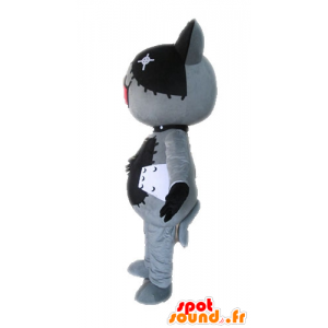 Mascotte de chat en peluche, gris et noir - MASFR028610 - Mascottes de chat