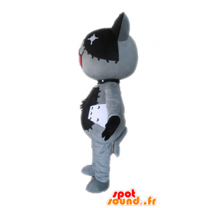 Cat mascot plush, gray and black - MASFR028610 - Cat mascots