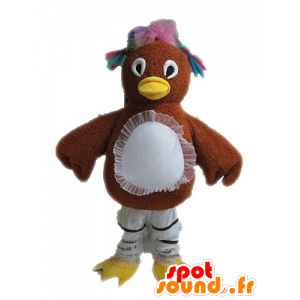 Braunes Huhn-Maskottchen mit Pailletten Federn - MASFR028611 - Maskottchen der Hennen huhn Hahn