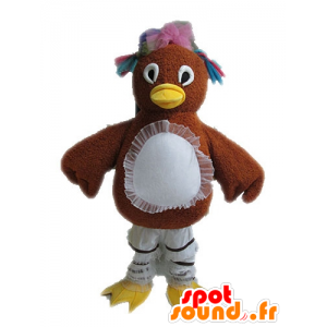 Mascotte di pollo marrone con piume di paillettes - MASFR028611 - Mascotte di galline pollo gallo