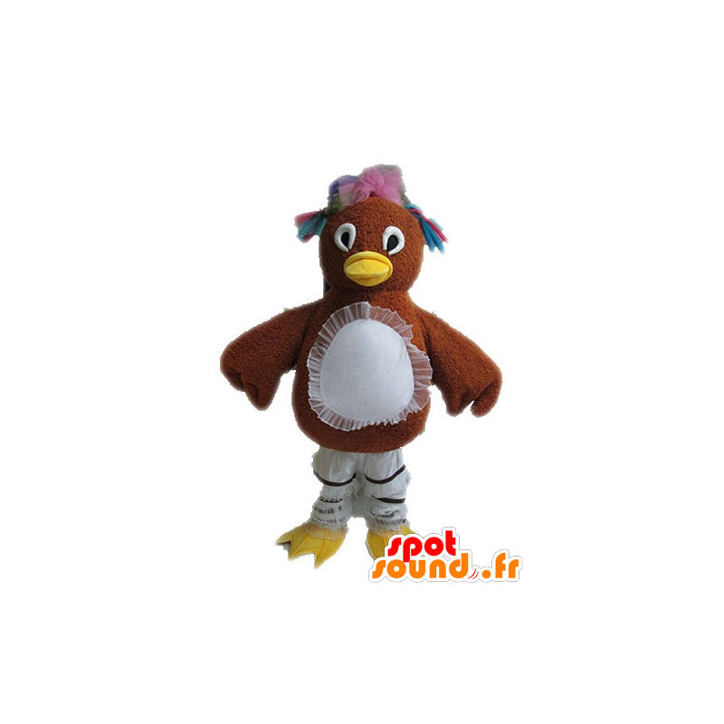 La mascota de pollo marrón con plumas lentejuelas - MASFR028611 - Mascota de gallinas pollo gallo