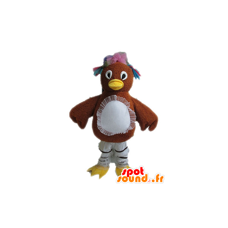 Bruine kip mascotte met spangled veren - MASFR028611 - Mascot Hens - Hanen - Kippen