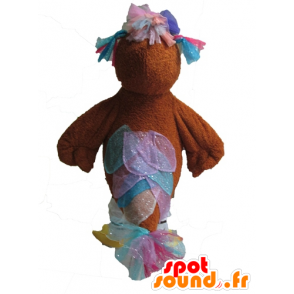 Braunes Huhn-Maskottchen mit Pailletten Federn - MASFR028611 - Maskottchen der Hennen huhn Hahn