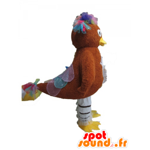 Braunes Huhn-Maskottchen mit Pailletten Federn - MASFR028611 - Maskottchen der Hennen huhn Hahn