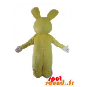 Yellow and white bunny mascot, giant and funny - MASFR028612 - Rabbit mascot