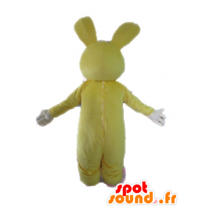 Giallo e mascotte coniglio bianco, gigante e divertente - MASFR028612 - Mascotte coniglio