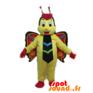 Yellow butterfly mascot, red and black - MASFR028613 - Mascots Butterfly