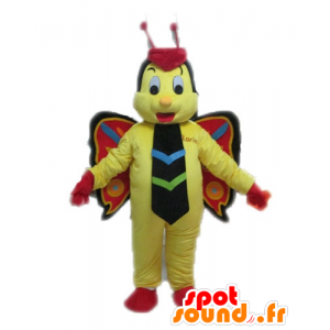 κίτρινο πεταλούδα μασκότ, κόκκινο και μαύρο - MASFR028613 - μασκότ πεταλούδα