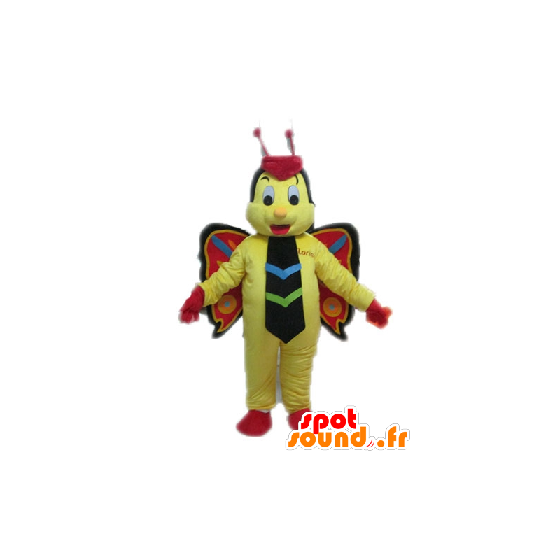 Borboleta amarela mascote, vermelho e preto - MASFR028613 - borboleta mascotes