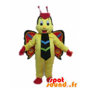 Borboleta amarela mascote, vermelho e preto - MASFR028613 - borboleta mascotes